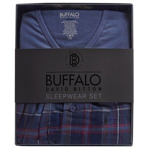 Buffalo David Bitton Men's Pajama Set Medium Blue Red Pants LS Shirt New w Tag